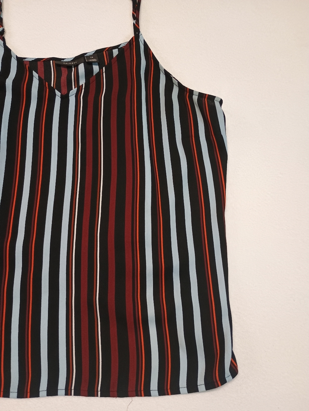 Halogen Women's Striped Spaghetti Strap Cami Top - Black, Light Blue & Rust - Picture 6 of 8